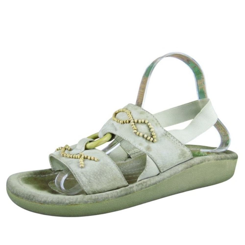 Earth Nile Women's Sandals Beige Size 8.5 Leather Cushioned Comfort‎